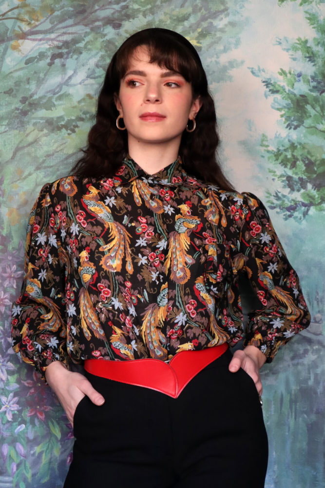 Floral blouse with birds