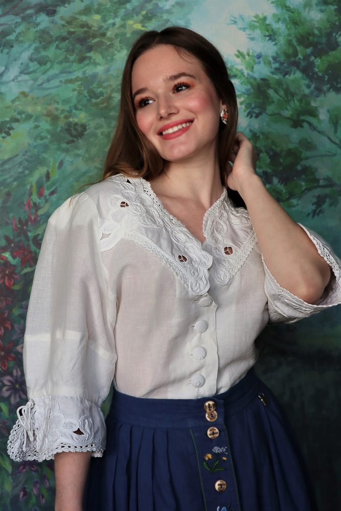 White cotton blouse with embroidery details