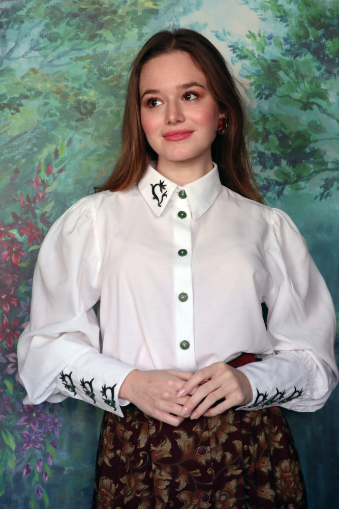 White blouse with embroidery details