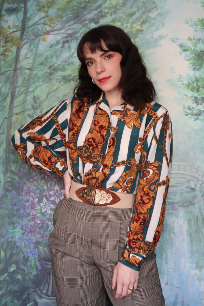 80’s silk stripped and baroque blouse