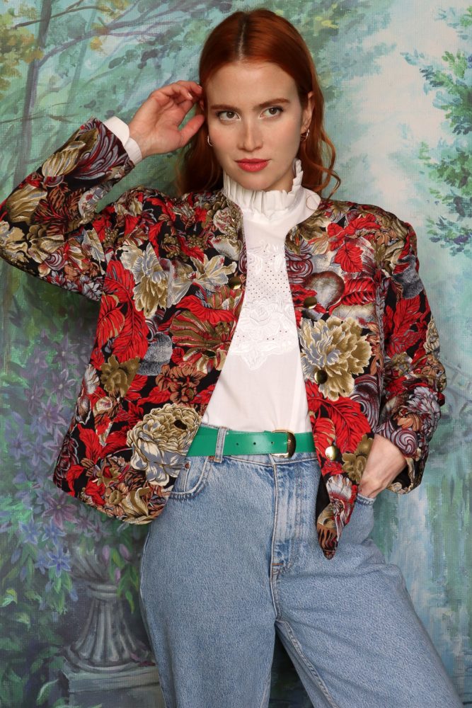 80’s floral quilted jacket