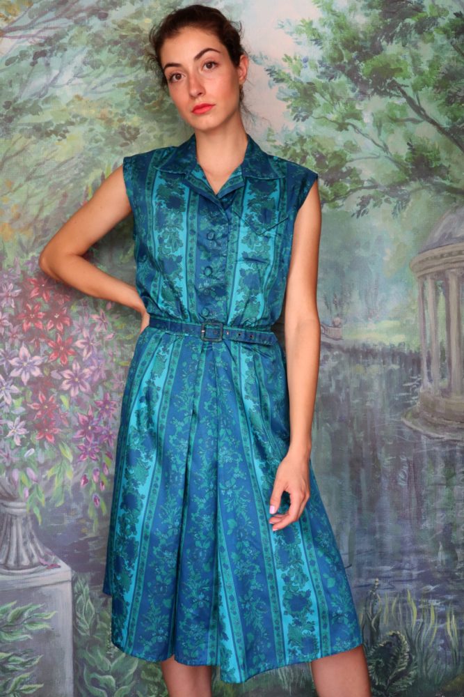 70’s Horrockses Fashions one-of-a-kind floral blue dress