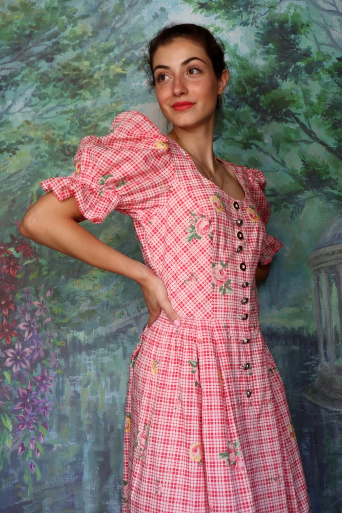 Austrian red checked floral dress