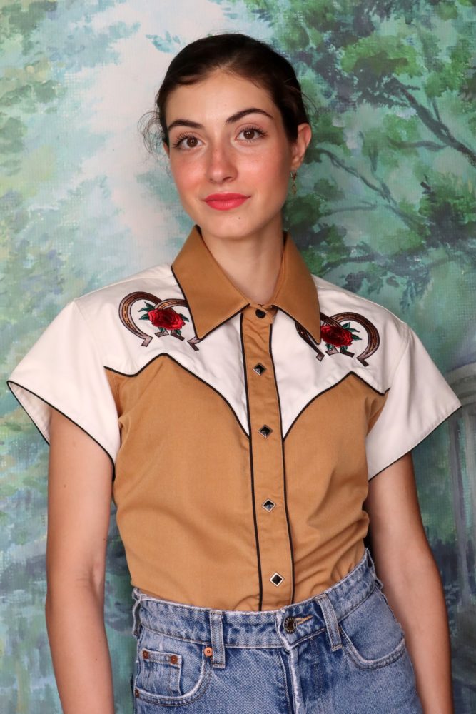 Western blouse with roses embrodery