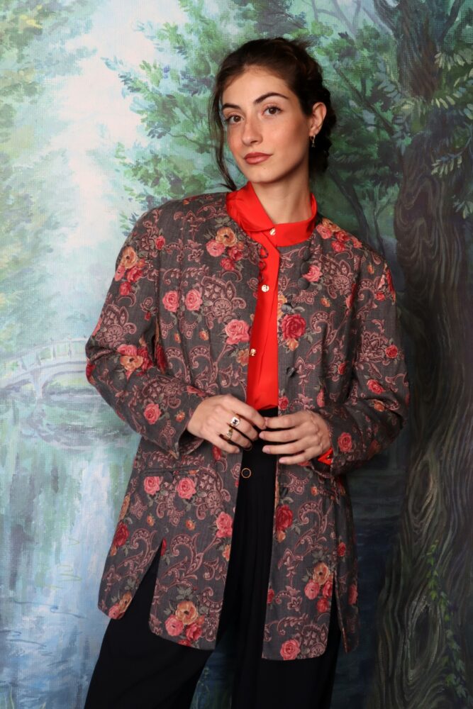 80’s jacket with roses and baroque pattern