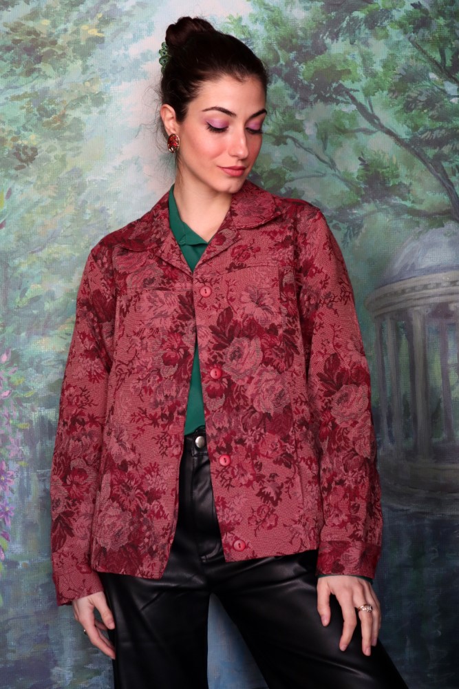 Light burgundy tapestry floral jacket