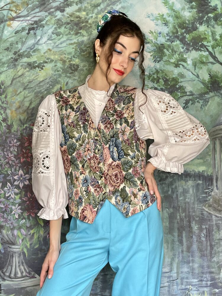 Vintage floral tapestry vest