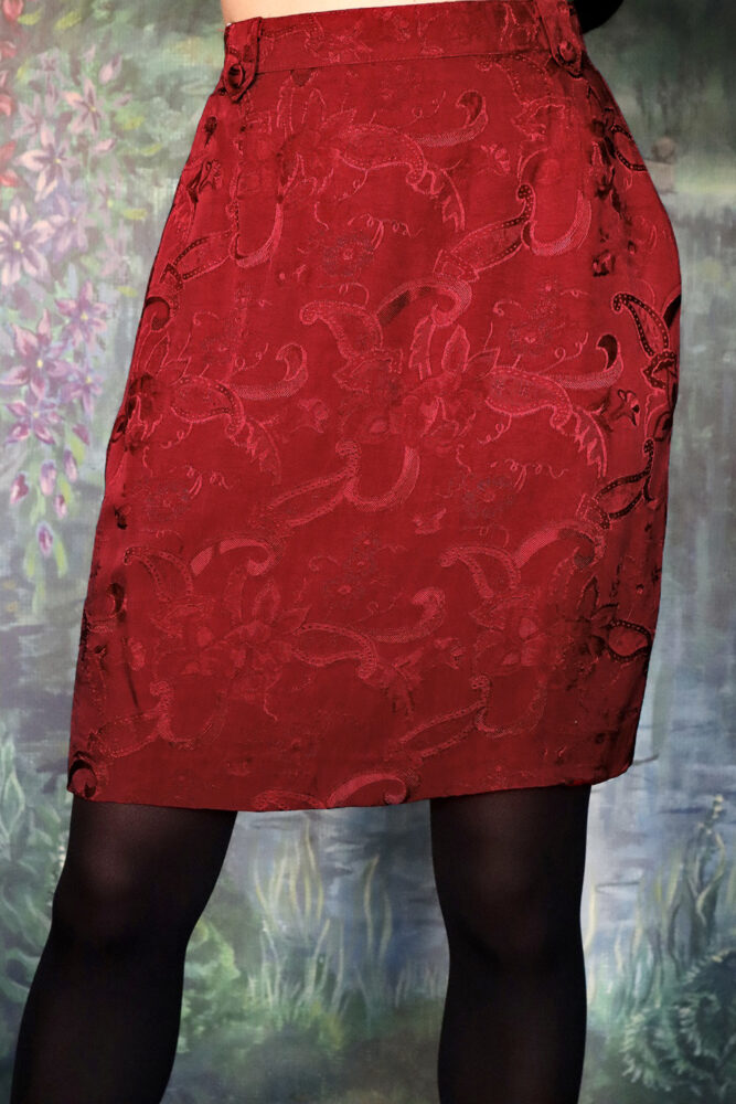 Red jacquard mini skirt