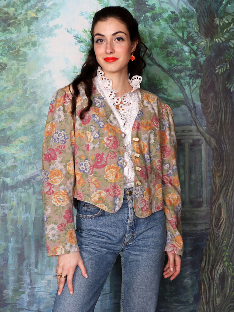 Blooming peonies and tulips light jacket