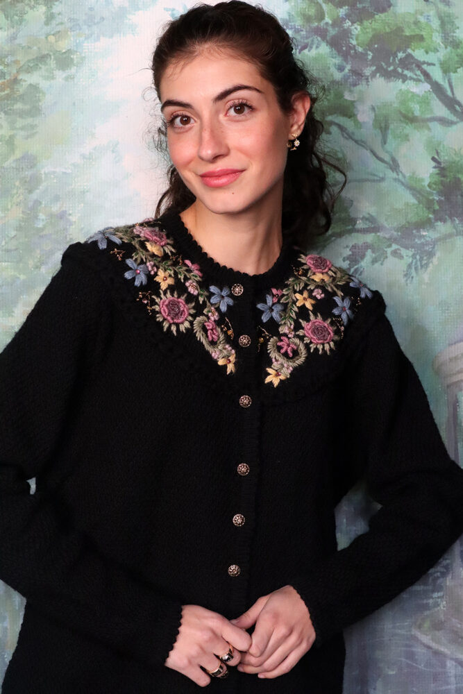 Vintage black floral embroidered sweater