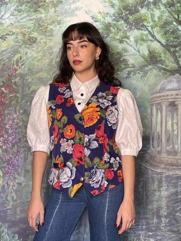 Vintage bright floral vest