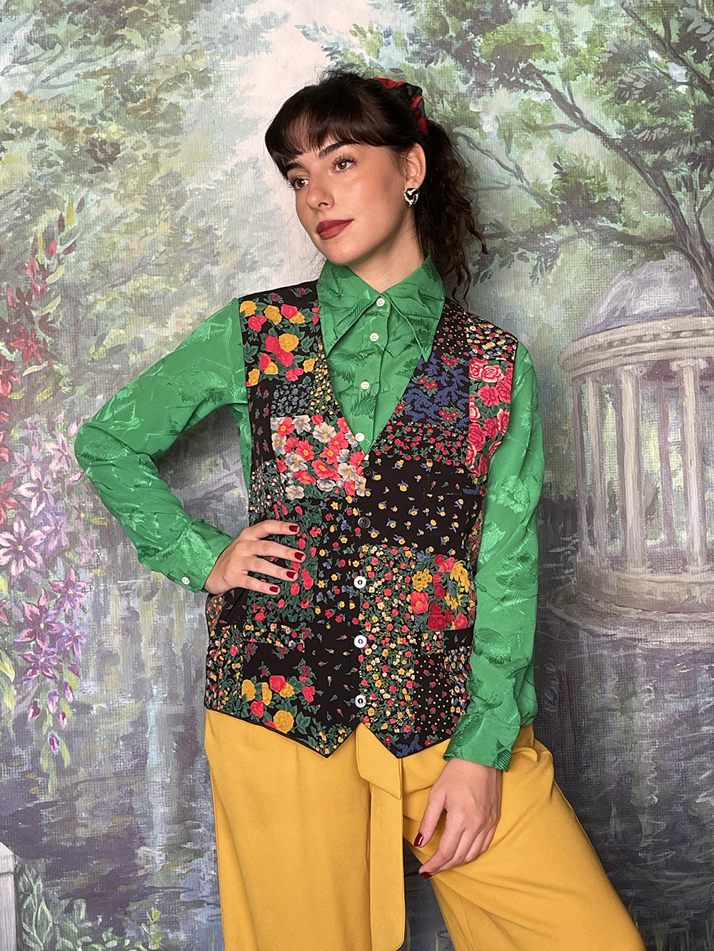 Vintage silk floral vest