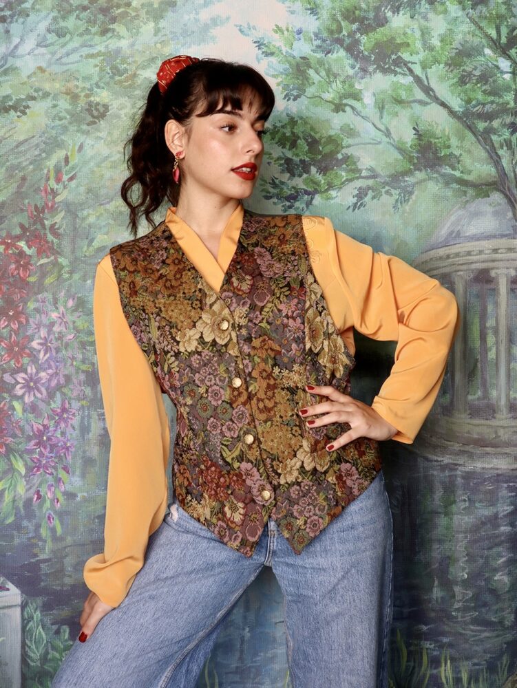 80s vintage tapestry garden vest
