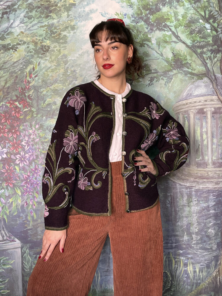 Vintage Norwegian embroidered floral jacket