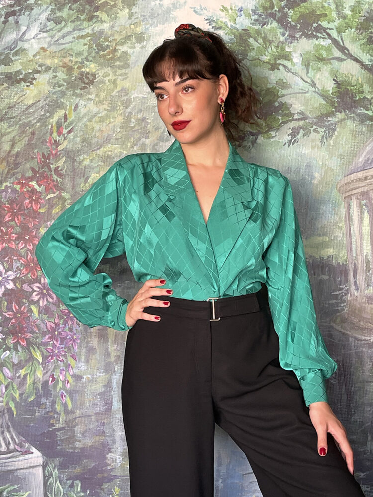 Vintage Anne Klein silk jacquard blouse