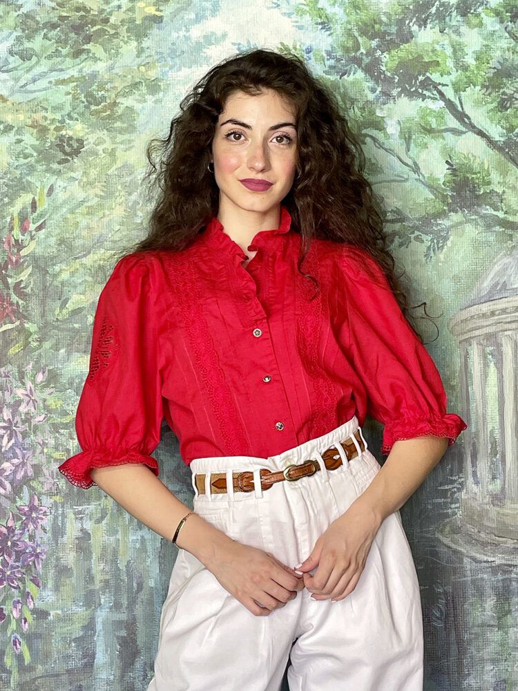 Vintage Austrian red lace blouse