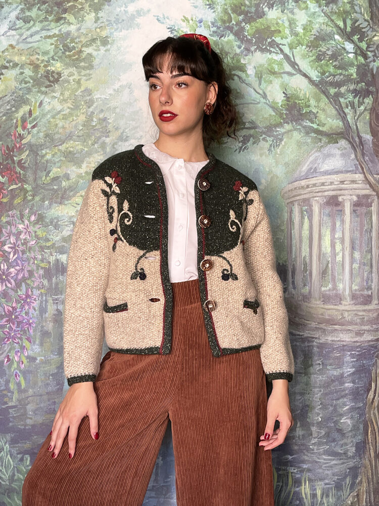 Austrian embroidered wool cardigan