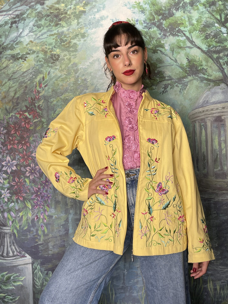 Vintage yellow emrboidered floral jacket