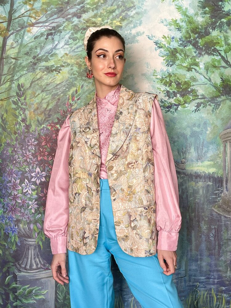 Vintage pastel colors tapestry vest