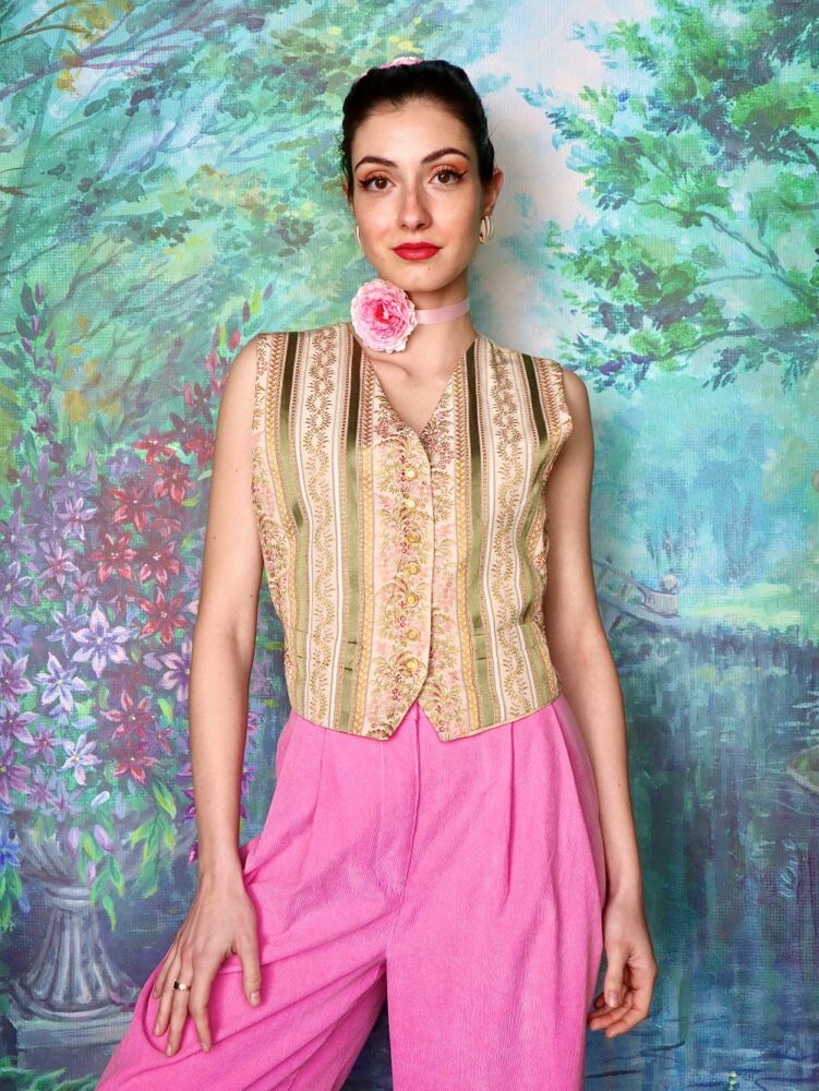 Vintage tapestry floral vest