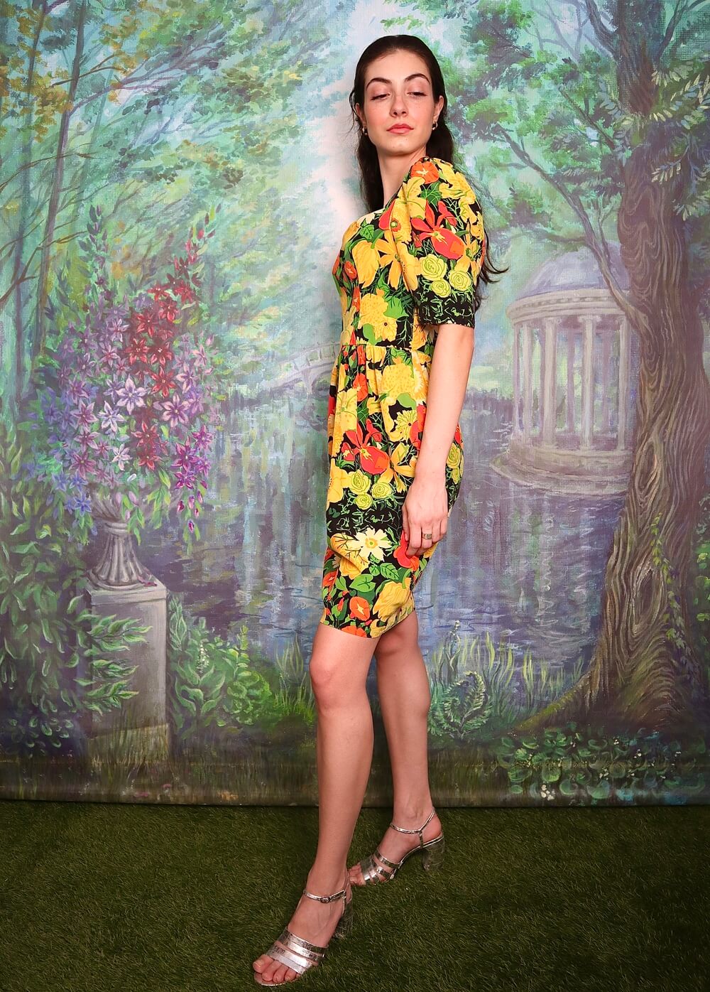 Vintage rare Austrian silk floral mini dress