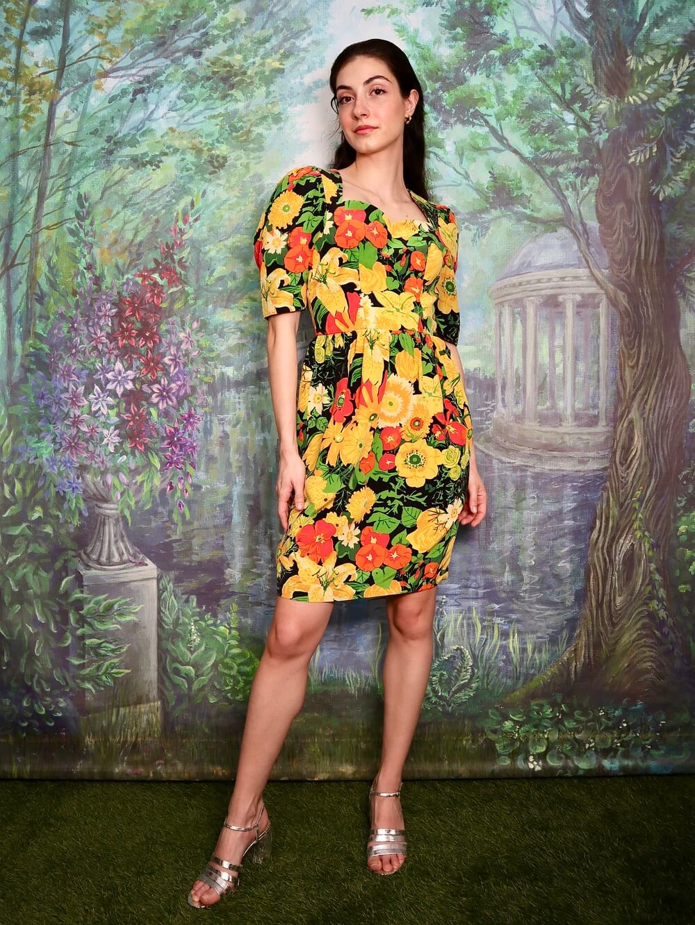 Vintage rare Austrian silk floral mini dress