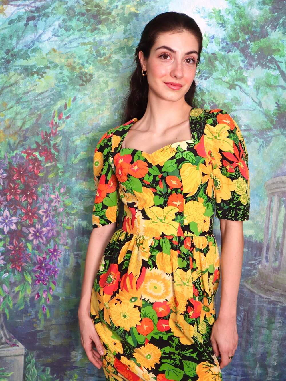 Vintage rare Austrian silk floral mini dress