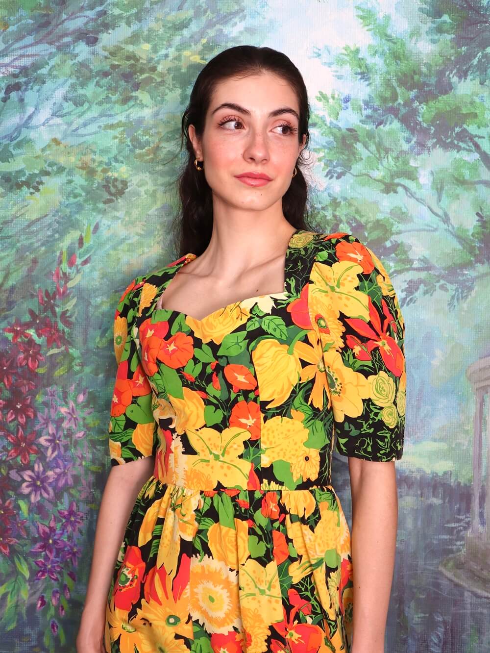 Vintage rare Austrian silk floral mini dress