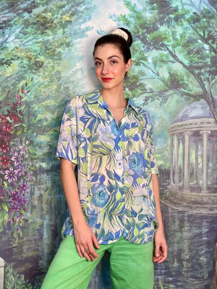 Vintage summer oversized floral blouse