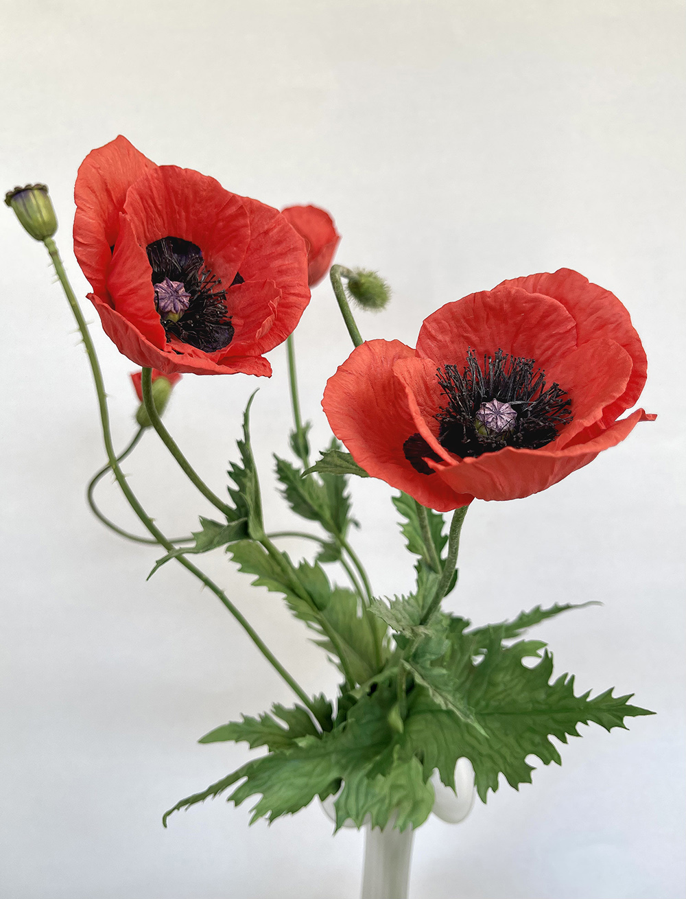 Artificial red Poppy with seed head