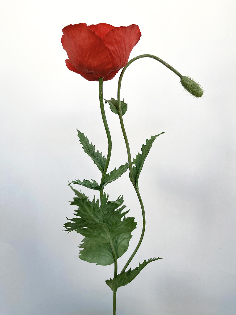 Artificial red Poppy with bud