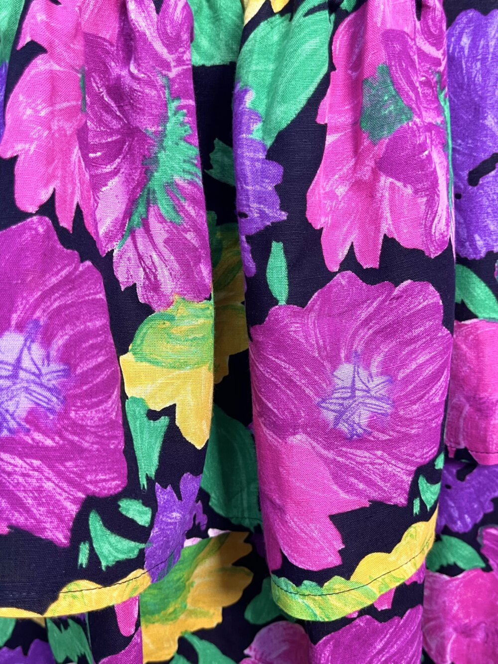 80s Bold Floral Tiered Dress