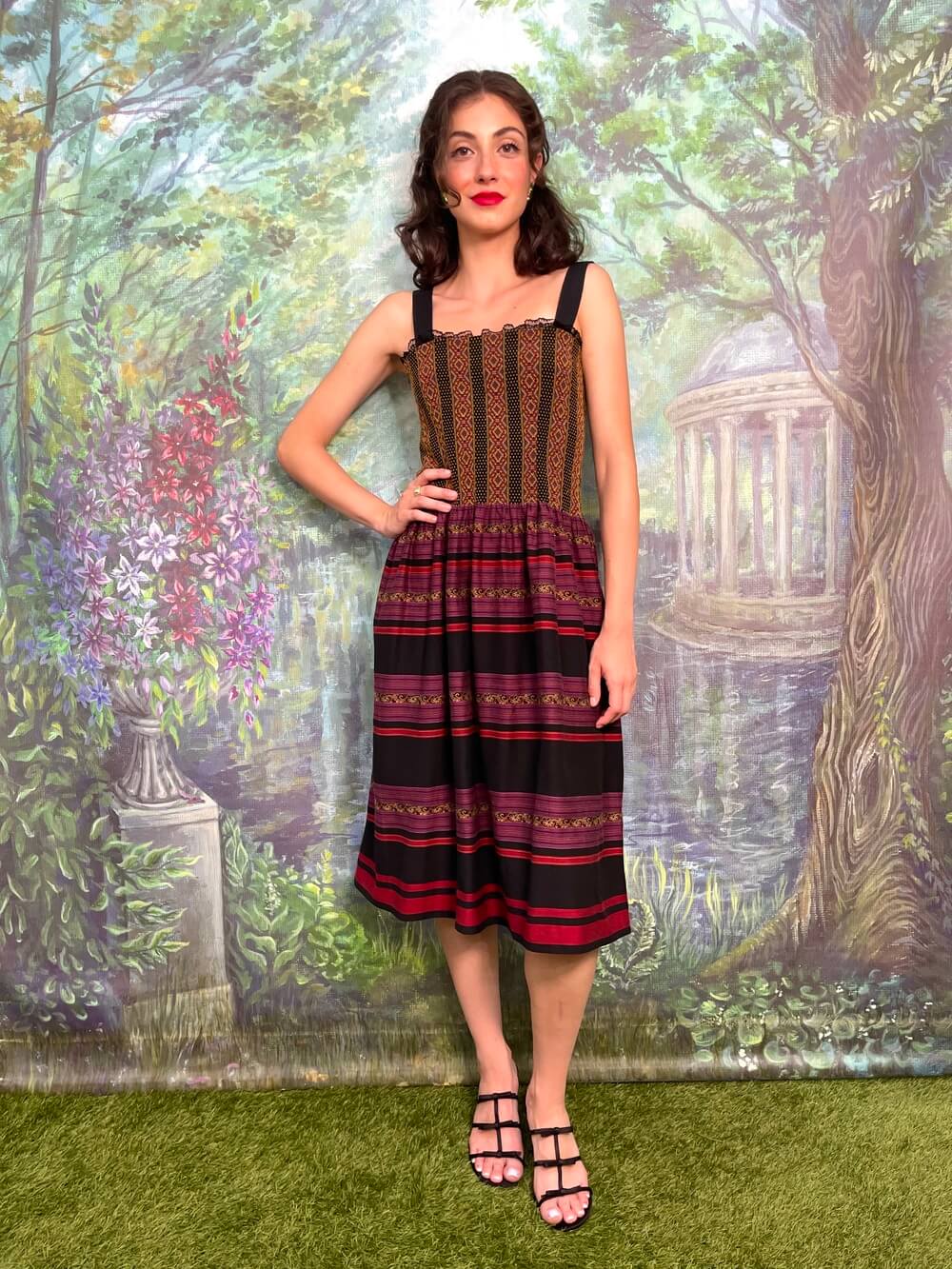 Vintage Ethnic Sleeveless Midi Dress