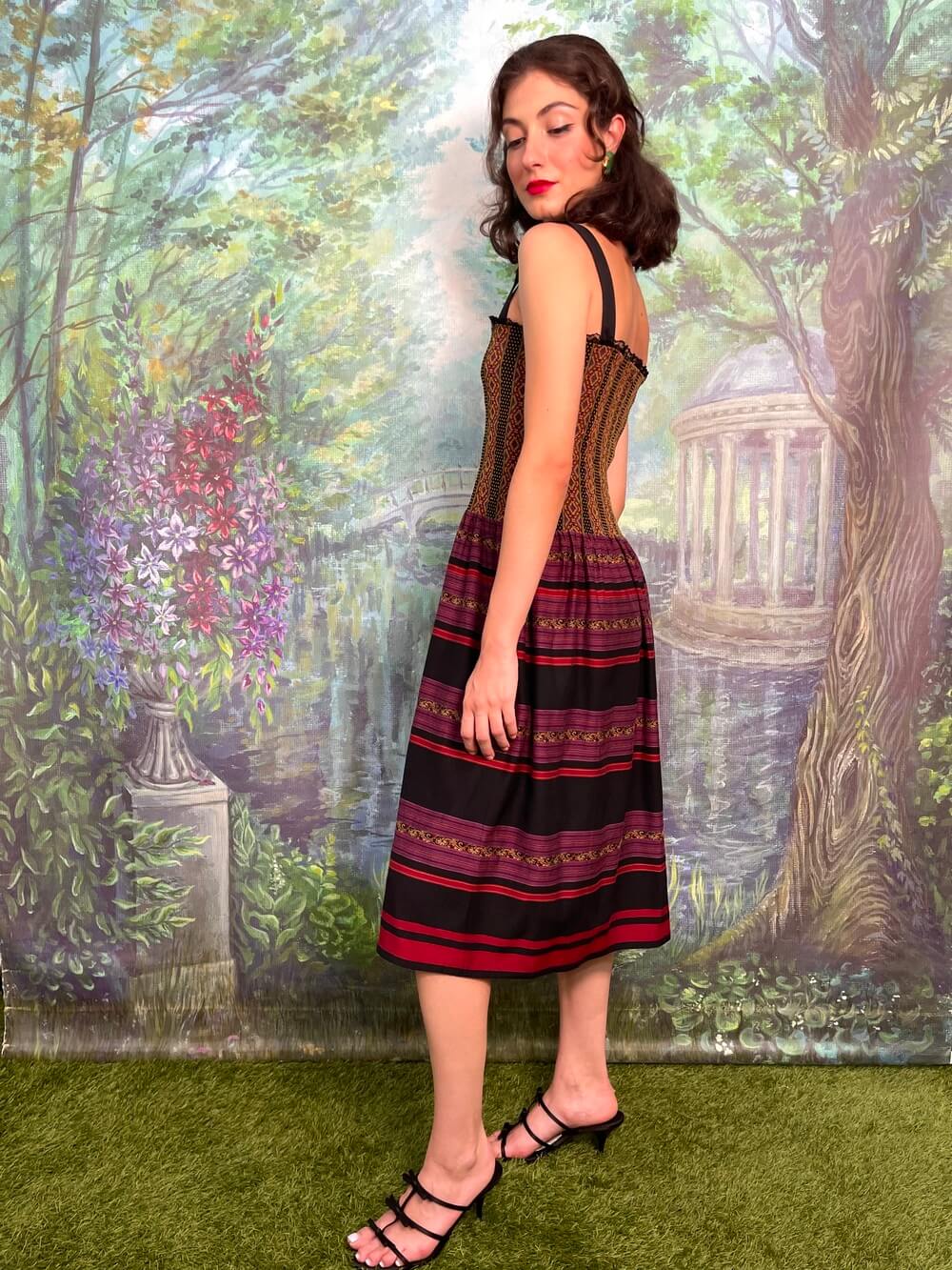 Vintage Ethnic Sleeveless Midi Dress