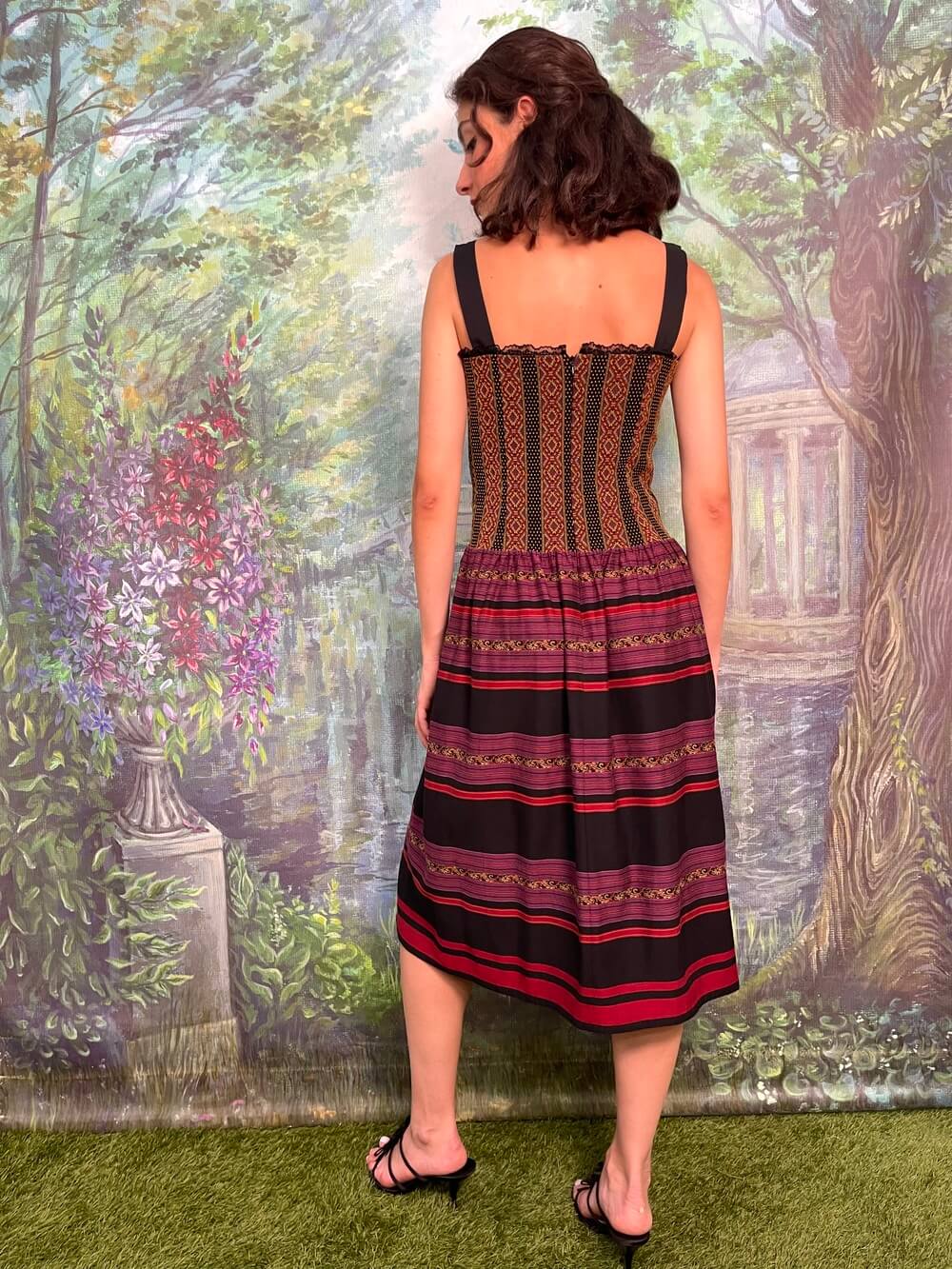 Vintage Ethnic Sleeveless Midi Dress