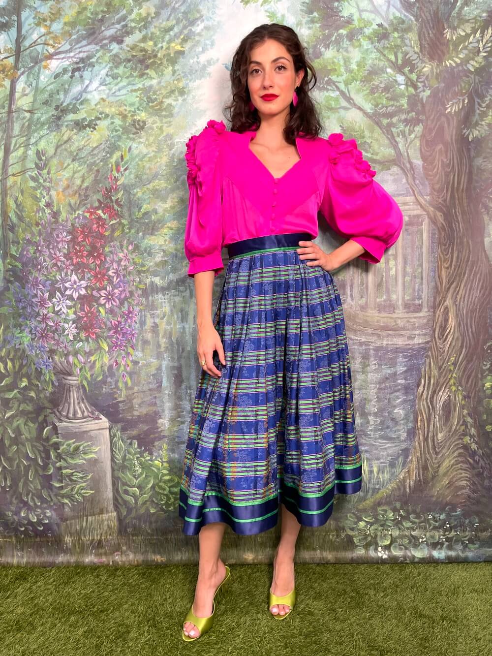 Vintage Helen Straber Austrian Midi Skirt in Striped Brocade