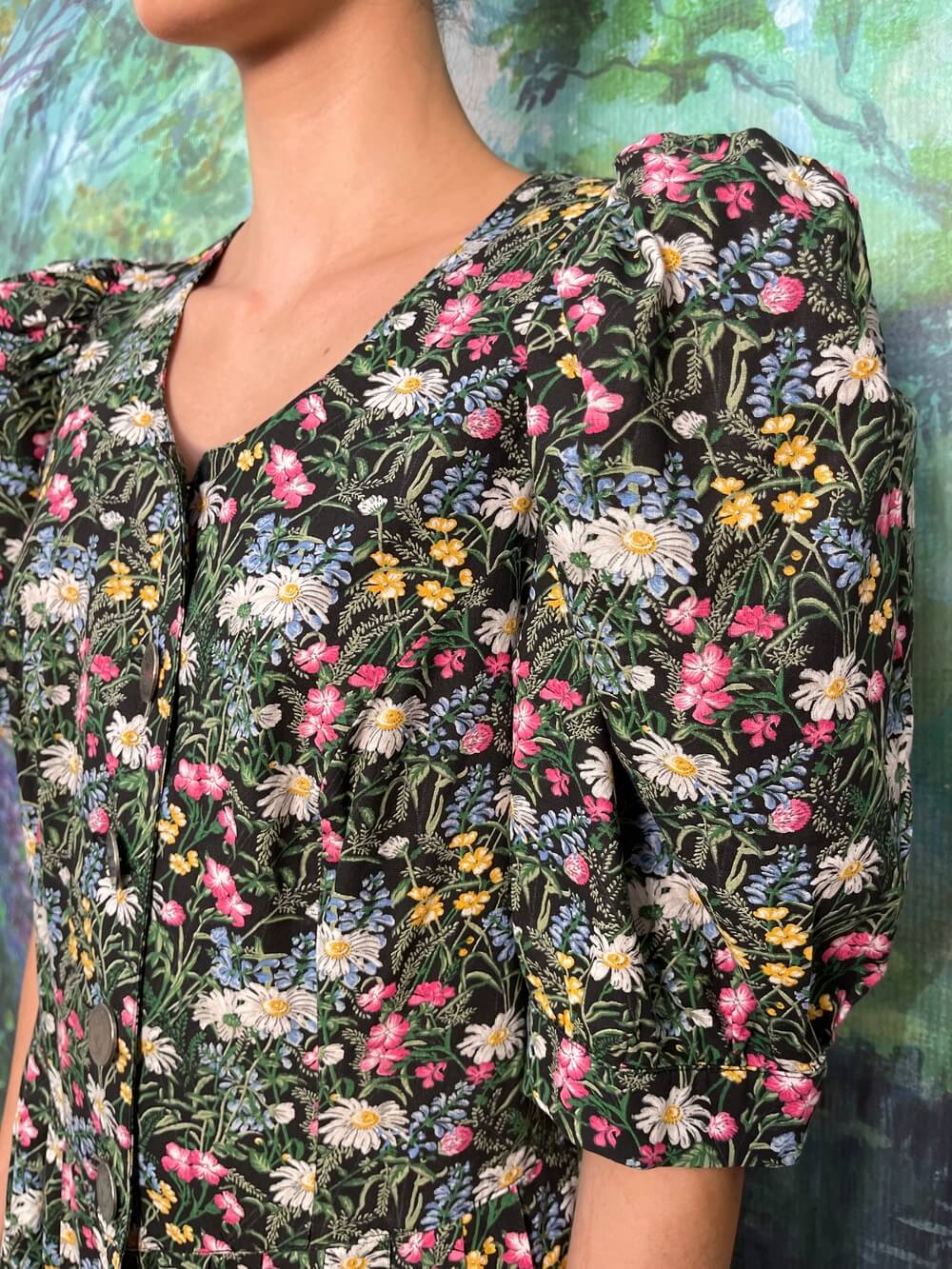 Vintage Austrian botanical floral cotton dress