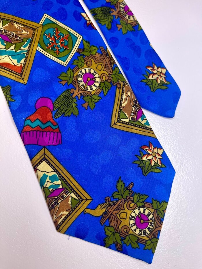 Vintage Sergio di Laurenti silk blue electric jacquard tie