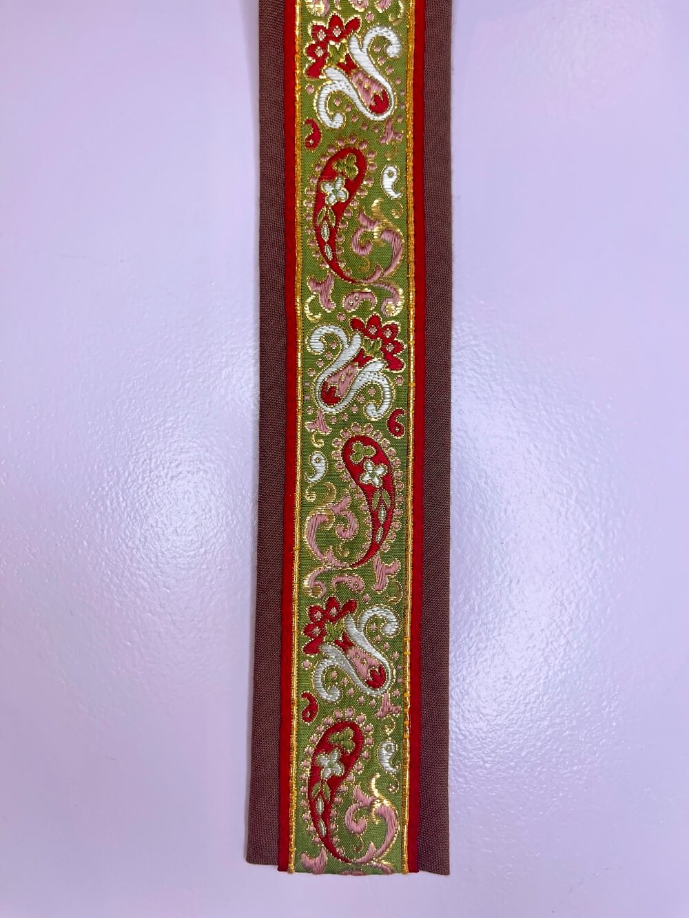 Vintage Austrian cotton tapestry paisley brown tie