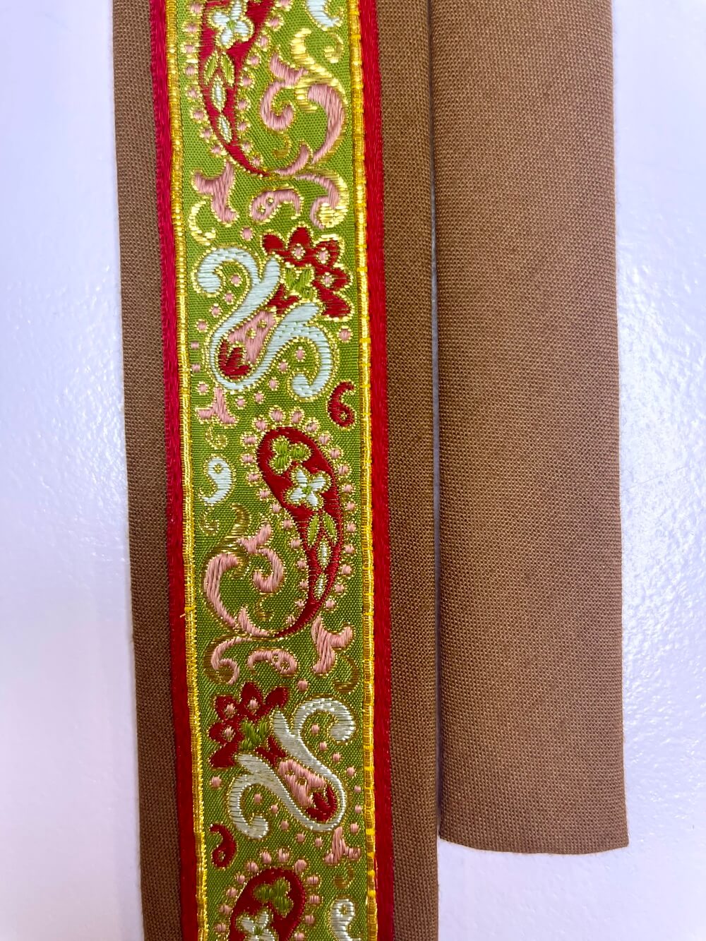 Vintage Austrian cotton tapestry paisley brown tie