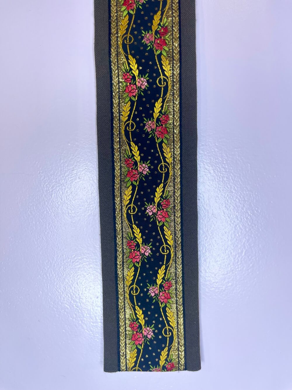 Vintage Austrian cotton tapestry floral brown tie