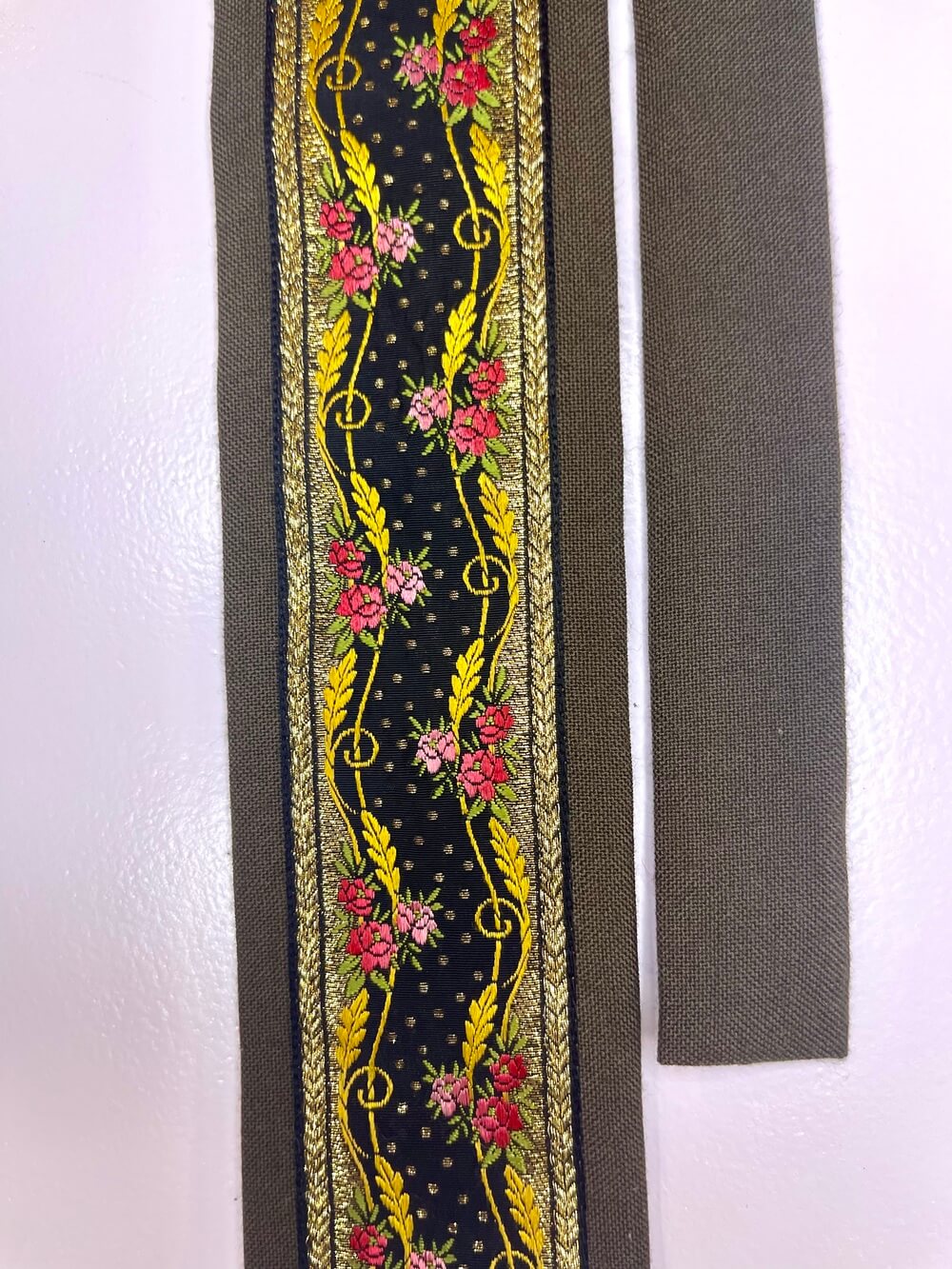 Vintage Austrian cotton tapestry floral brown tie