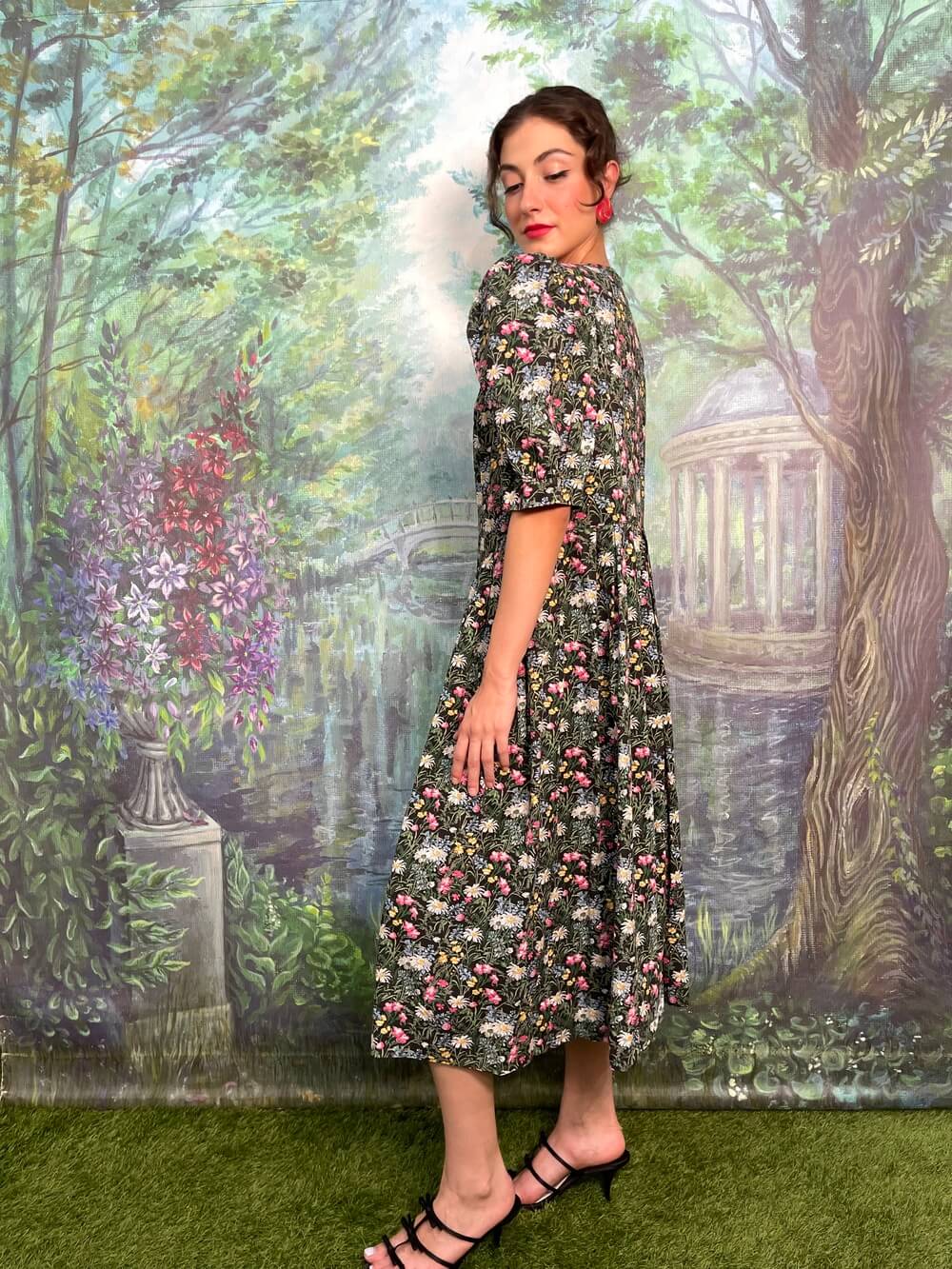 Vintage Austrian botanical floral cotton dress
