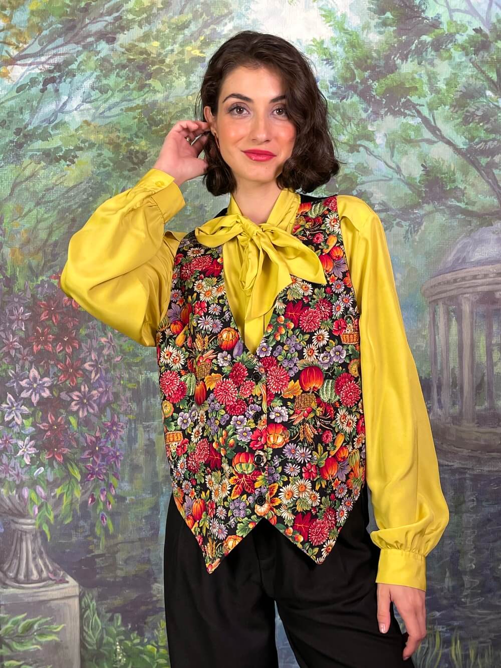 Vintage Floral Autumn Motifs Vest