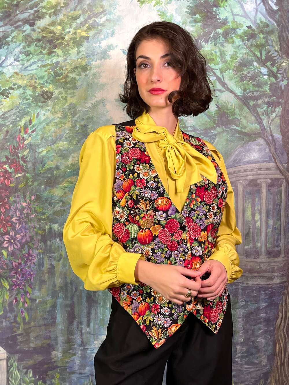 Vintage Floral Autumn Motifs Vest