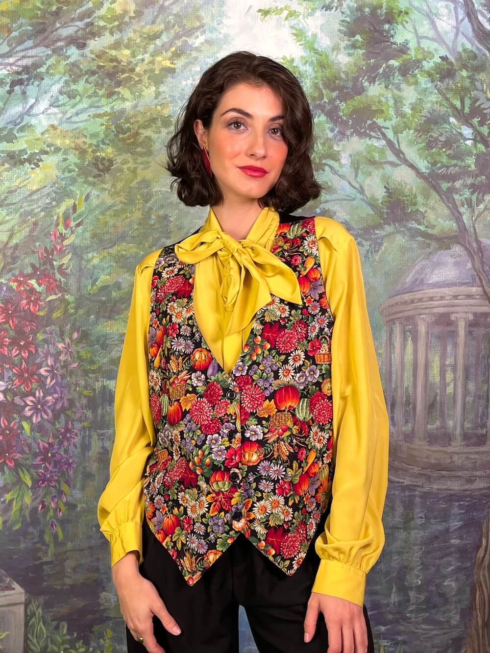 Vintage Floral Autumn Motifs Vest