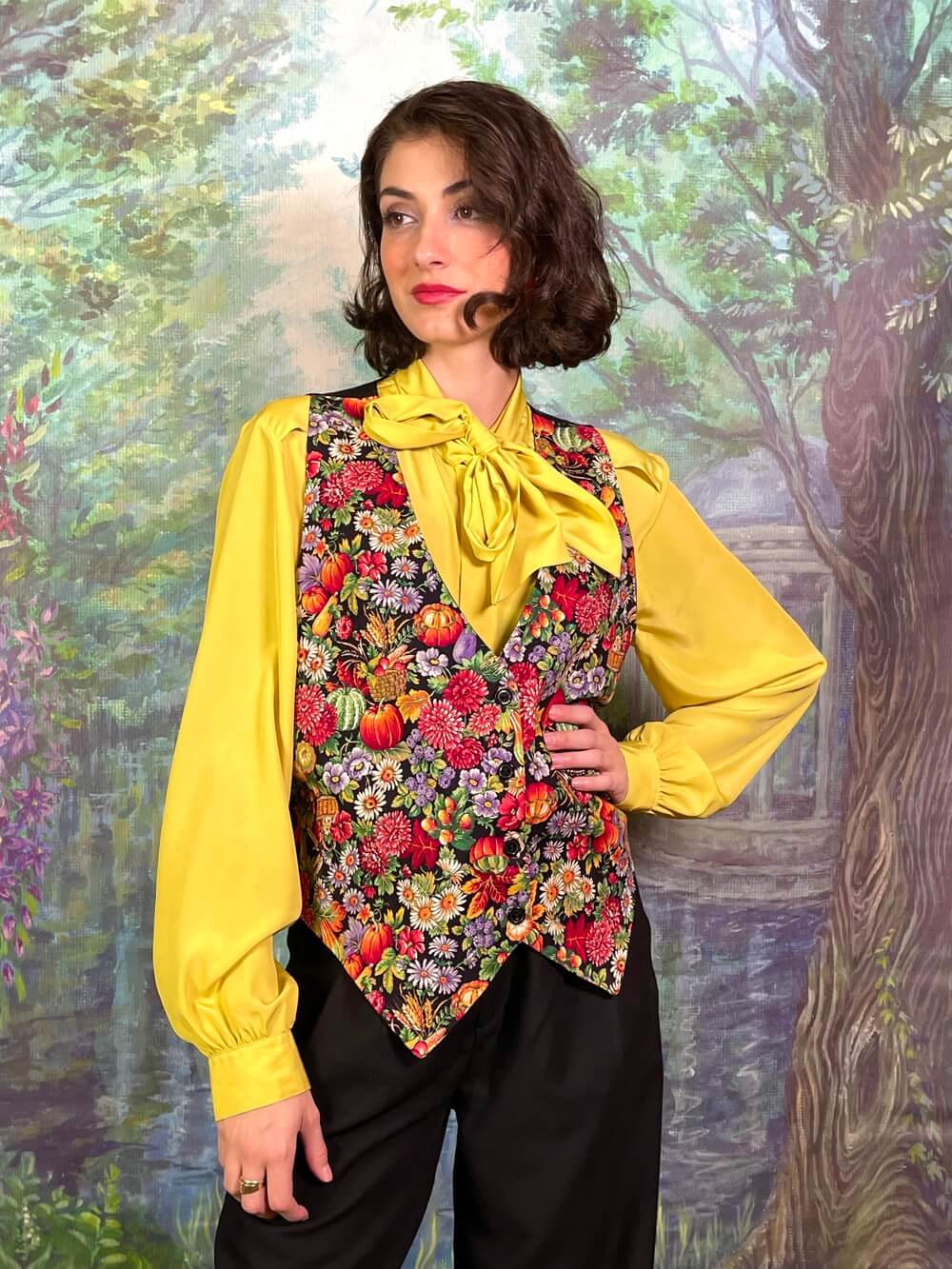 Vintage Floral Autumn Motifs Vest