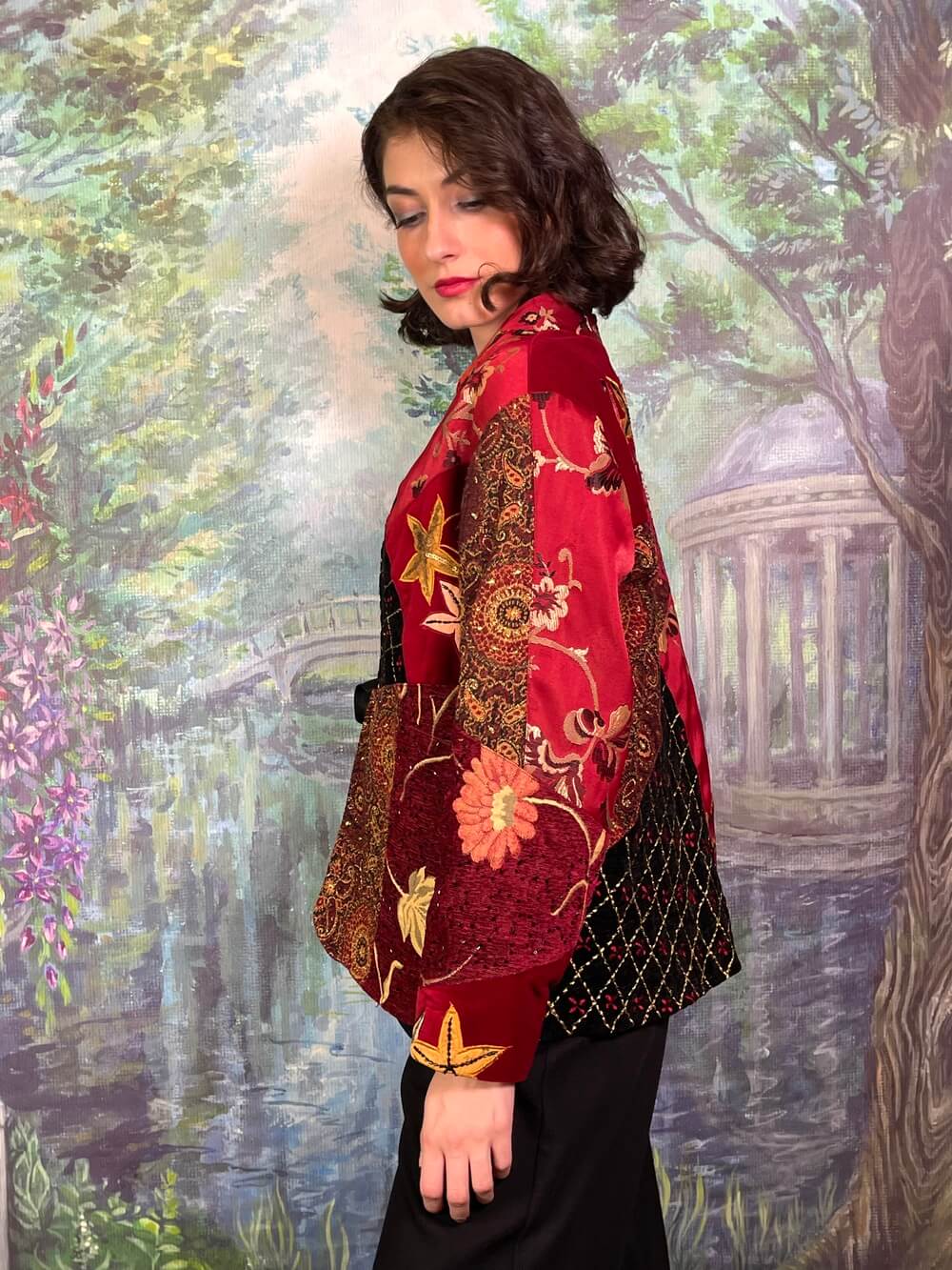 Vintage 80s Patchwork Bohemian Velvet and Brocade Blazer