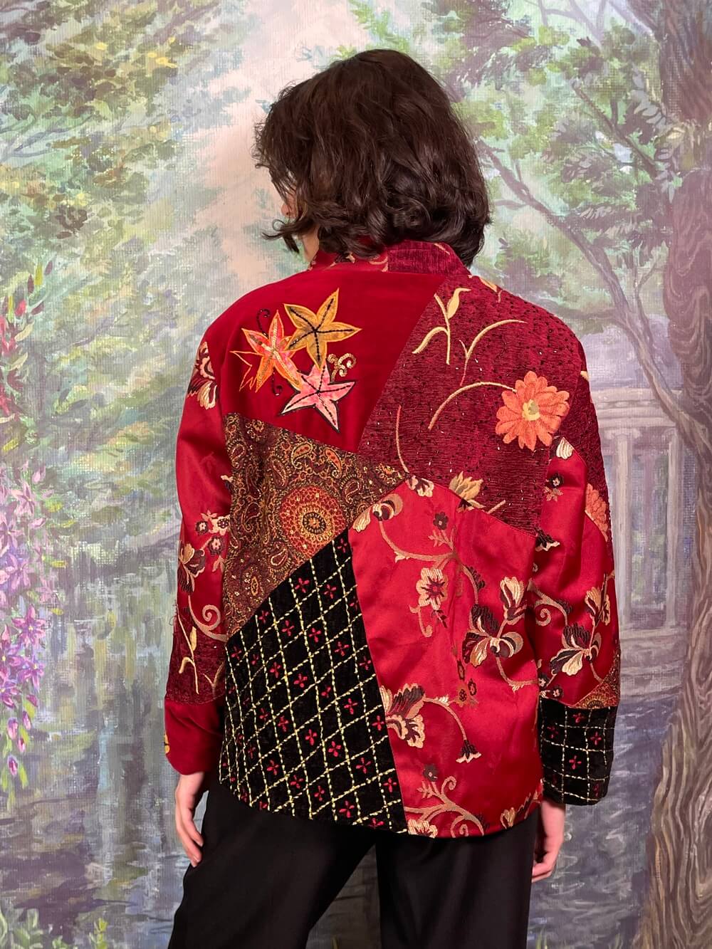 Vintage 80s Patchwork Bohemian Velvet and Brocade Blazer