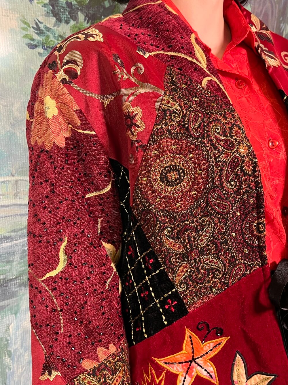 Vintage 80s Patchwork Bohemian Velvet and Brocade Blazer